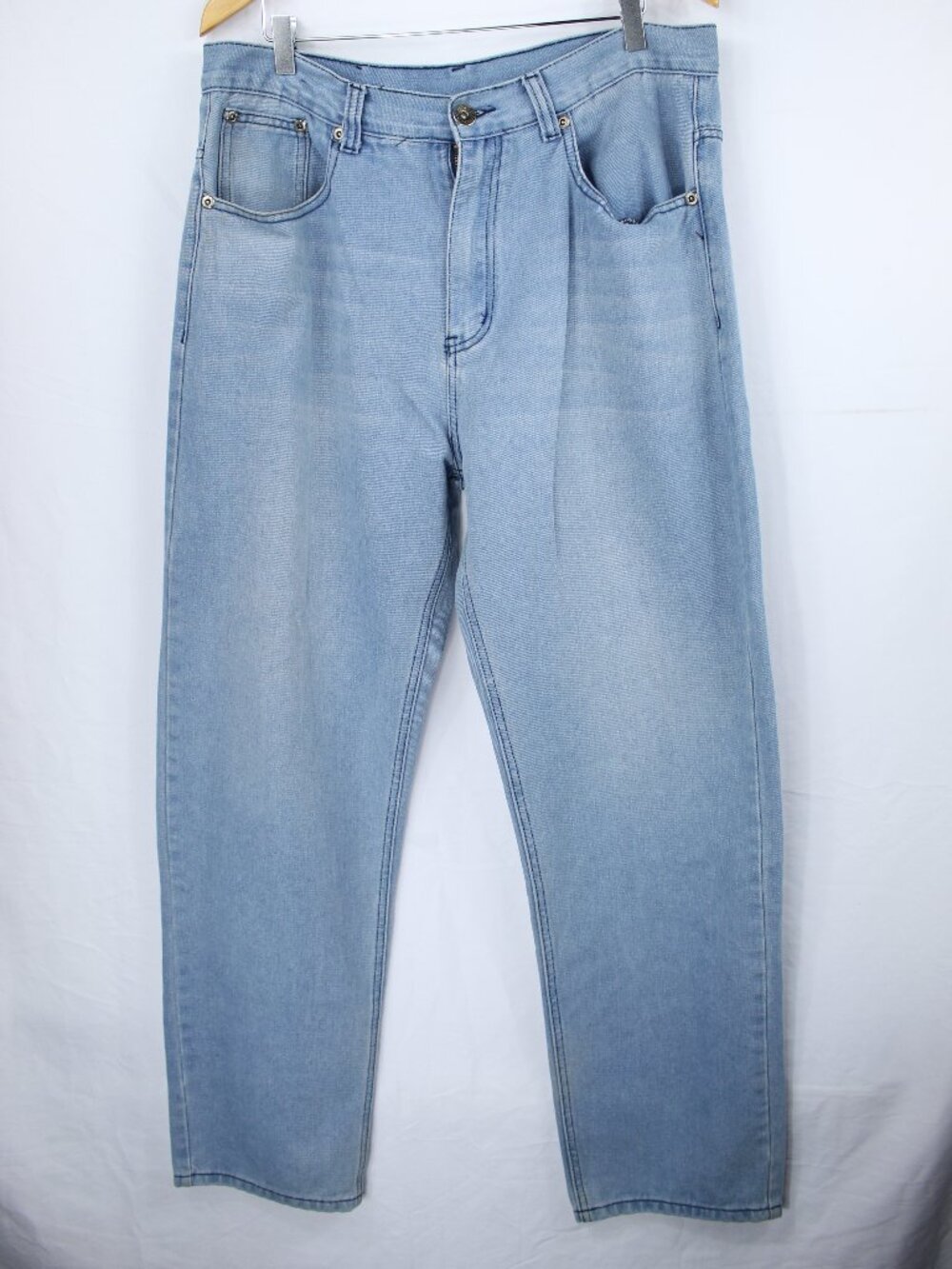 Play Bigg Men's Light Blue Natural Wash Straight Leg Baggy Jeans Size 36 Japan